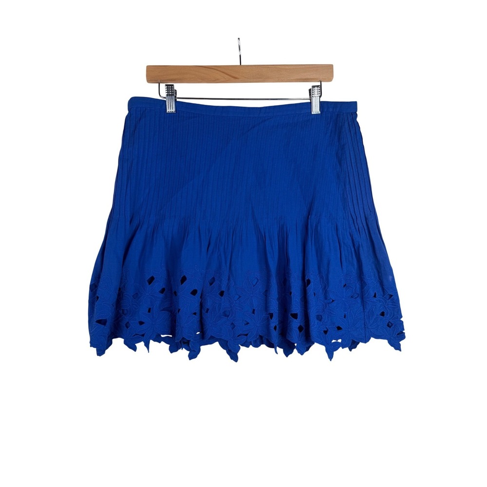 J. Crew Eyelet Floral Flared Hem Mini Skirt size 12 Blue